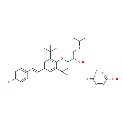 ChemSpider 2D Image | 4-[(E)-2-{4-[2-Hydroxy-3-(isopropylamino)propoxy]-3,5-bis(2-methyl-2-propanyl)phenyl}vinyl]phenol (2Z)-2-butenedioate (1:1) | C32H45NO7