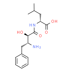 ChemSpider 2D Image | N-[(2R,3R)-3-Amino-2-hydroxy-4-phenylbutanoyl]-D-leucine | C16H24N2O4