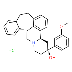 ChemSpider 2D Image | (3R,4aR,13bR)-3-(3-Methoxyphenyl)-2,3,4,4a,8,9,13b,14-octahydro-1H-benzo[6,7]cyclohepta[1,2,3-de]pyrido[2,1-a]isoquinolin-3-ol hydrochloride (1:1) | C28H30ClNO2