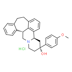 ChemSpider 2D Image | (3R,4aR,13bR)-3-(4-Methoxyphenyl)-2,3,4,4a,8,9,13b,14-octahydro-1H-benzo[6,7]cyclohepta[1,2,3-de]pyrido[2,1-a]isoquinolin-3-ol hydrochloride (1:1) | C28H30ClNO2