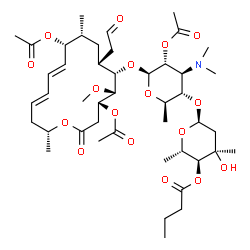 ChemSpider 2D Image | (2S,3S,4R,6S)-6-{[(2R,3S,4S,5R,6S)-5-Acetoxy-6-{[(4R,5S,6S,7R,9R,10R,11E,13E,16R)-4,10-diacetoxy-5-methoxy-9,16-dimethyl-2-oxo-7-(2-oxoethyl)oxacyclohexadeca-11,13-dien-6-yl]oxy}-4-(dimethylamino)-2-m
ethyltetrahydro-2H-pyran-3-yl]oxy}-4-hydroxy-2,4-dimethyltetrahydro-2H-pyran-3-yl butanoate (non-preferred name) | C45H71NO17