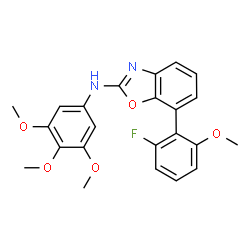 ChemSpider 2D Image | 7-(2-Fluoro-6-methoxyphenyl)-N-(3,4,5-trimethoxyphenyl)-1,3-benzoxazol-2-amine | C23H21FN2O5