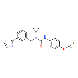 ChemSpider 2D Image | 1-Cyclopropyl-1-[3-(1,3-thiazol-2-yl)benzyl]-3-[4-(trifluoromethoxy)phenyl]urea | C21H18F3N3O2S