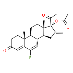 ChemSpider 2D Image | 6-Fluoro-16-methylene-3,20-dioxopregna-4,6-dien-17-yl acetate | C24H29FO4