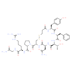 ChemSpider 2D Image | 1-({(4R,7S,10S,13S,16S)-7-(2-Amino-2-oxoethyl)-13-benzyl-16-(4-hydroxybenzyl)-10-[(1R)-1-hydroxyethyl]-6,9,12,15,18-pentaoxo-1,2-dithia-5,8,11,14,17-pentaazacycloicosan-4-yl}carbonyl)-L-prolyl-D-argin
ylglycinamide | C45H63N13O12S2