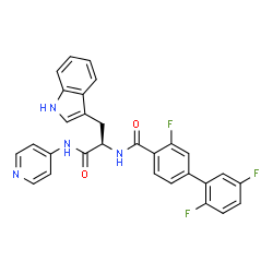 ChemSpider 2D Image | 2',3,5'-Trifluoro-N-[(2R)-3-(1H-indol-3-yl)-1-oxo-1-(4-pyridinylamino)-2-propanyl]-4-biphenylcarboxamide | C29H21F3N4O2