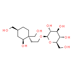 ChemSpider 2D Image | 2-[(1R,2S,4S)-2-Hydroxy-1,4-bis(hydroxymethyl)cyclohexyl]ethyl beta-D-glucopyranoside | C16H30O9