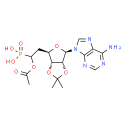 ChemSpider 2D Image | 9-(6-O-Acetyl-5-deoxy-2,3-O-isopropylidene-6-C-phosphono-beta-D-ribo-hexofuranosyl)-9H-purin-6-amine | C16H22N5O8P
