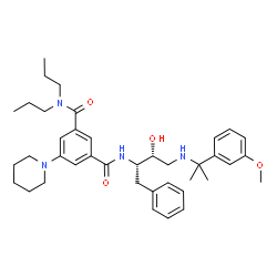 ChemSpider 2D Image | N'-[(2S,3R)-3-Hydroxy-4-{[2-(3-methoxyphenyl)-2-propanyl]amino}-1-phenyl-2-butanyl]-5-(1-piperidinyl)-N,N-dipropylisophthalamide | C39H54N4O4