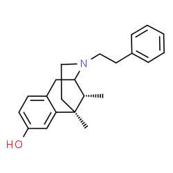 ChemSpider 2D Image | (1S,13R)-1,13-Dimethyl-10-(2-phenylethyl)-10-azatricyclo[7.3.1.0~2,7~]trideca-2,4,6-trien-4-ol | C22H27NO