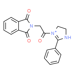 ChemSpider 2D Image | 3-[(1,3-Dioxo-1,3-dihydro-2H-isoindol-2-yl)acetyl]-2-phenyl-4,5-dihydro-1H-imidazol-3-ium | C19H16N3O3