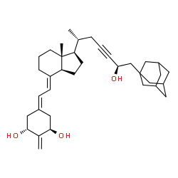 ChemSpider 2D Image | (1R,3R,7E,17beta)-17-[(2R,6R)-7-(Adamantan-1-yl)-6-hydroxy-4-heptyn-2-yl]-2-methylene-9,10-secoestra-5,7-diene-1,3-diol | C36H52O3