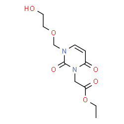 ChemSpider 2D Image | Ethyl {3-[(2-hydroxyethoxy)methyl]-2,6-dioxo-3,6-dihydro-1(2H)-pyrimidinyl}acetate | C11H16N2O6