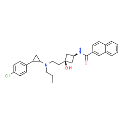 ChemSpider 2D Image | N-[cis-3-(2-{[2-(4-Chlorophenyl)cyclopropyl](propyl)amino}ethyl)-3-hydroxycyclobutyl]-2-naphthamide | C29H33ClN2O2