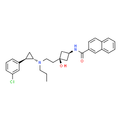 ChemSpider 2D Image | N-[cis-3-(2-{[(1S,2R)-2-(3-Chlorophenyl)cyclopropyl](propyl)amino}ethyl)-3-hydroxycyclobutyl]-2-naphthamide | C29H33ClN2O2