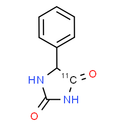 ChemSpider 2D Image | 5-Phenyl-2,4-(4-~11~C)imidazolidinedione | C811CH8N2O2