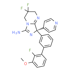 ChemSpider 2D Image | (8s)-3,3-Difluoro-8-(2'-Fluoro-3'-Methoxybiphenyl-3-Yl)-8-Pyridin-4-Yl-2,3,4,8-Tetrahydroimidazo[1,5-A]pyrimidin-6-Amine | C24H20F3N5O