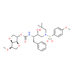 ChemSpider 2D Image | 1,4:3,6-Dianhydro-2-O-{[(2S,3R)-3-hydroxy-4-{isobutyl[(4-methoxyphenyl)sulfonyl]amino}-1-phenyl-2-butanyl]carbamoyl}-5-O-methyl-D-glucitol | C29H40N2O9S
