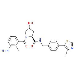 ChemSpider 2D Image | (4R)-1-(3-Amino-2-methylbenzoyl)-4-hydroxy-N-[4-(4-methyl-1,3-thiazol-5-yl)benzyl]-L-prolinamide | C24H26N4O3S
