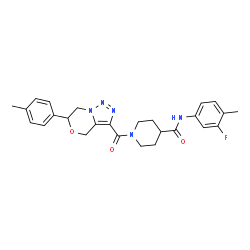 ChemSpider 2D Image | N-(3-Fluoro-4-methylphenyl)-1-{[6-(4-methylphenyl)-6,7-dihydro-4H-[1,2,3]triazolo[5,1-c][1,4]oxazin-3-yl]carbonyl}-4-piperidinecarboxamide | C26H28FN5O3