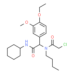 ChemSpider 2D Image | N-Butyl-2-chloro-N-[2-(cyclohexylamino)-1-(4-ethoxy-3-methoxyphenyl)-2-oxoethyl]acetamide | C23H35ClN2O4