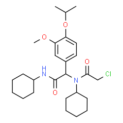 ChemSpider 2D Image | 2-Chloro-N-cyclohexyl-N-[2-(cyclohexylamino)-1-(4-isopropoxy-3-methoxyphenyl)-2-oxoethyl]acetamide | C26H39ClN2O4