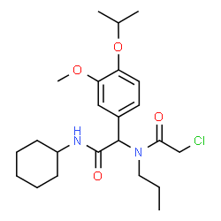 ChemSpider 2D Image | 2-Chloro-N-[2-(cyclohexylamino)-1-(4-isopropoxy-3-methoxyphenyl)-2-oxoethyl]-N-propylacetamide | C23H35ClN2O4
