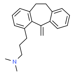 ChemSpider 2D Image | N,N-Dimethyl-3-(5-methylene-10,11-dihydro-5H-dibenzo[a,d][7]annulen-4-yl)-1-propanamine | C21H25N