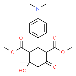 ChemSpider 2D Image | Dimethyl 2-(4-(dimethylamino)phenyl)-4-hydroxy-4-methyl-6-oxo-1,3-cyclohexanedicarboxylate | C19H25NO6