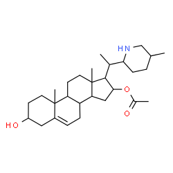 ChemSpider 2D Image | 3-Hydroxy-17-[1-(5-methyl-2-piperidinyl)ethyl]androst-5-en-16-yl acetate | C29H47NO3