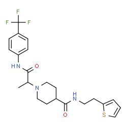 ChemSpider 2D Image | 1-(1-Oxo-1-{[4-(trifluoromethyl)phenyl]amino}-2-propanyl)-N-[2-(2-thienyl)ethyl]-4-piperidinecarboxamide | C22H26F3N3O2S
