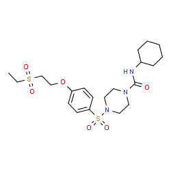ChemSpider 2D Image | N-Cyclohexyl-4-({4-[2-(ethylsulfonyl)ethoxy]phenyl}sulfonyl)-1-piperazinecarboxamide | C21H33N3O6S2