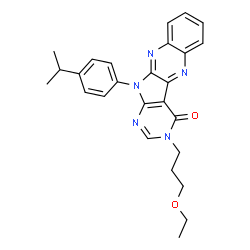 ChemSpider 2D Image | 3-(3-Ethoxypropyl)-11-(4-isopropylphenyl)-3,11-dihydro-4H-pyrimido[5',4':4,5]pyrrolo[2,3-b]quinoxalin-4-one | C26H27N5O2