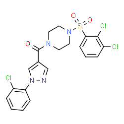 ChemSpider 2D Image | [1-(2-Chlorophenyl)-1H-pyrazol-4-yl]{4-[(2,3-dichlorophenyl)sulfonyl]-1-piperazinyl}methanone | C20H17Cl3N4O3S