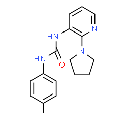 ChemSpider 2D Image | 1-(4-Iodophenyl)-3-[2-(1-pyrrolidinyl)-3-pyridinyl]urea | C16H17IN4O