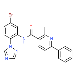 ChemSpider 2D Image | N-[5-Bromo-2-(1H-1,2,4-triazol-1-yl)phenyl]-2-methyl-6-phenylnicotinamide | C21H16BrN5O