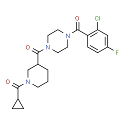 ChemSpider 2D Image | [4-(2-Chloro-4-fluorobenzoyl)-1-piperazinyl][1-(cyclopropylcarbonyl)-3-piperidinyl]methanone | C21H25ClFN3O3