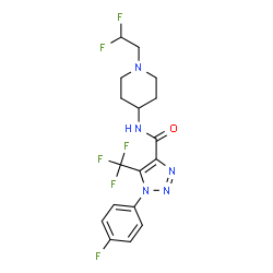 ChemSpider 2D Image | N-[1-(2,2-Difluoroethyl)-4-piperidinyl]-1-(4-fluorophenyl)-5-(trifluoromethyl)-1H-1,2,3-triazole-4-carboxamide | C17H17F6N5O
