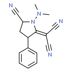 ChemSpider 2D Image | [5-Cyano-1-(dimethylamino)-3-phenyl-2-pyrrolidinylidene]malononitrile | C16H15N5