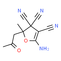 ChemSpider 2D Image | 5-Amino-2-methyl-2-(2-oxopropyl)-3,3,4(2H)-furantricarbonitrile | C11H10N4O2