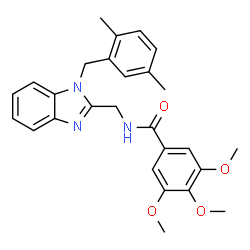 ChemSpider 2D Image | N-{[1-(2,5-Dimethylbenzyl)-1H-benzimidazol-2-yl]methyl}-3,4,5-trimethoxybenzamide | C27H29N3O4