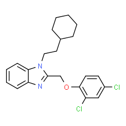 ChemSpider 2D Image | 1-(2-Cyclohexylethyl)-2-[(2,4-dichlorophenoxy)methyl]-1H-benzimidazole | C22H24Cl2N2O