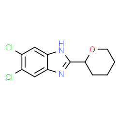 ChemSpider 2D Image | 5,6-Dichloro-2-(tetrahydro-2H-pyran-2-yl)-1H-benzimidazole | C12H12Cl2N2O