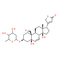 ChemSpider 2D Image | (3beta,5beta,17alpha)-3-[(2,6-Dideoxyhexopyranosyl)oxy]-5,14-dihydroxy-19-oxocarda-6,20(22)-dienolide | C29H40O9