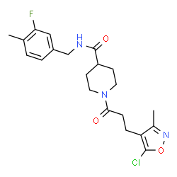 ChemSpider 2D Image | 1-[3-(5-Chloro-3-methyl-1,2-oxazol-4-yl)propanoyl]-N-(3-fluoro-4-methylbenzyl)-4-piperidinecarboxamide | C21H25ClFN3O3