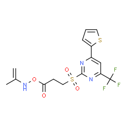 ChemSpider 2D Image | 1-[(Isopropenylamino)oxy]-3-{[4-(2-thienyl)-6-(trifluoromethyl)-2-pyrimidinyl]sulfonyl}-1-propanone | C15H14F3N3O4S2