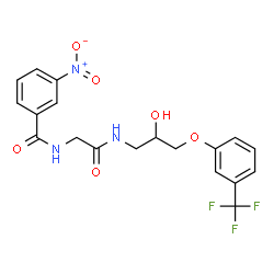 ChemSpider 2D Image | N-[2-({2-Hydroxy-3-[3-(trifluoromethyl)phenoxy]propyl}amino)-2-oxoethyl]-3-nitrobenzamide | C19H18F3N3O6