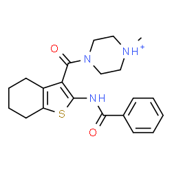 ChemSpider 2D Image | 4-{[2-(Benzoylamino)-4,5,6,7-tetrahydro-1-benzothiophen-3-yl]carbonyl}-1-methylpiperazin-1-ium | C21H26N3O2S