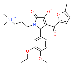 ChemSpider 2D Image | 5-(3,4-Diethoxyphenyl)-1-[3-(dimethylamino)propyl]-3-hydroxy-4-(5-methyl-2-furoyl)-1,5-dihydro-2H-pyrrol-2-one | C25H32N2O6