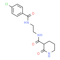 ChemSpider 2D Image | N-{2-[(4-Chlorobenzoyl)amino]ethyl}-2-oxo-3-piperidinecarboxamide | C15H18ClN3O3